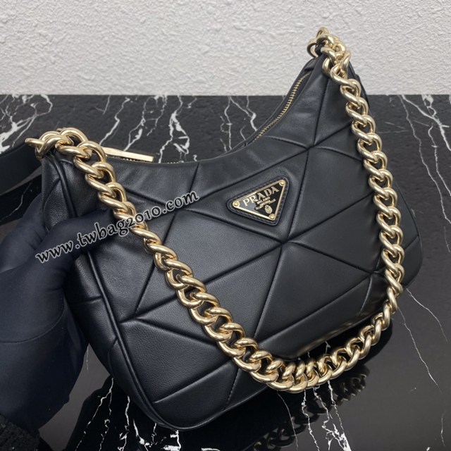 Prada專櫃新款升級版三合一女包 1BC151 普拉達小牛皮純手工菱形拼接鏈條肩背斜挎包 csp1511